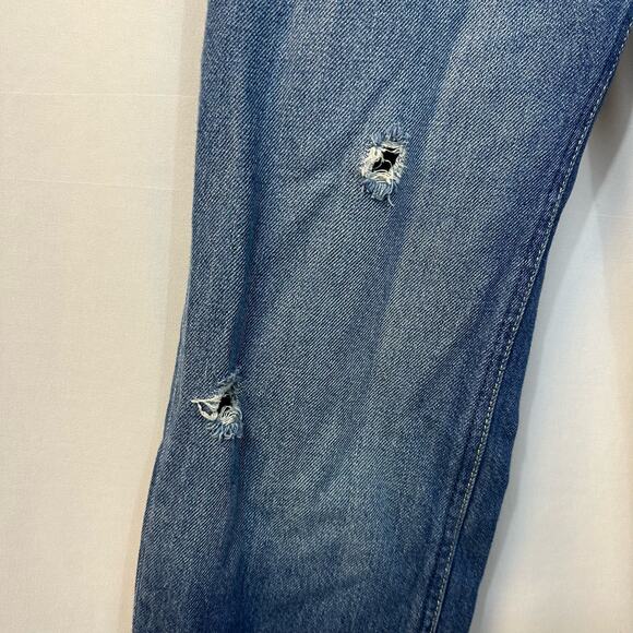 Free People Maggie Ripped Cropped Straight Leg Raw Hem Button Fly Jeans 25 - Picture 4 of 5